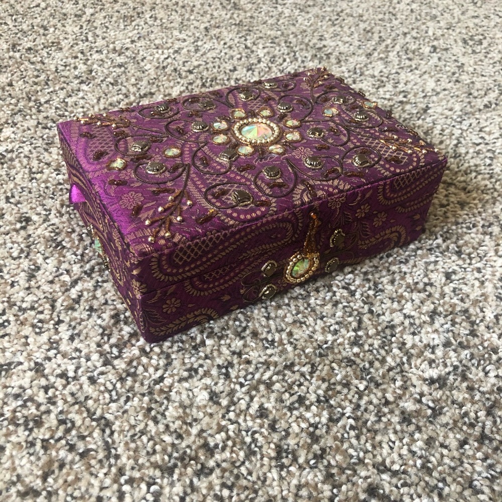 Purple Beaded Jewelry Box